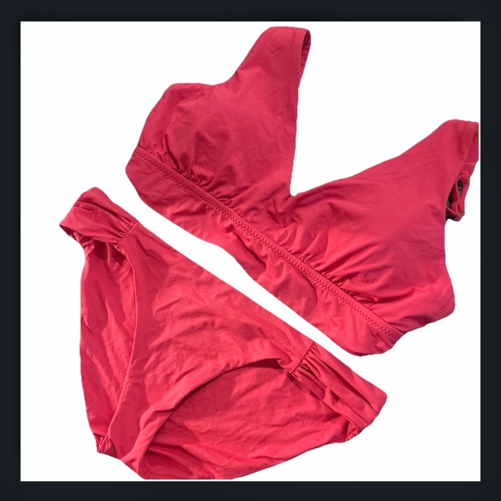 Vintage BECCA 2 Piece Hot Pink Halter Bikini Swimsuit Set Pre-Owned M